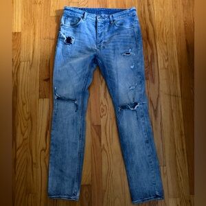 Ksubi Light Blue Distressed Slim Jeans